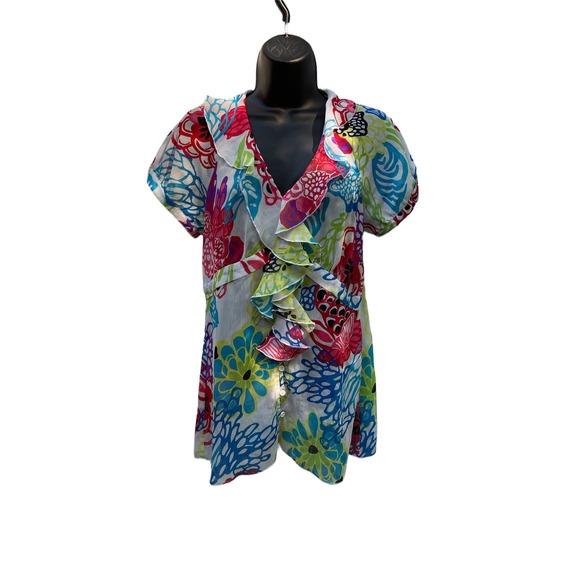 Spence Tops - Spence lightweight bright flowered shirt size Medium‎